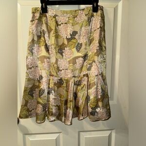 VINTAGE I.C.E. 100% Sill Black Lined Floral Skirt size‎ 10